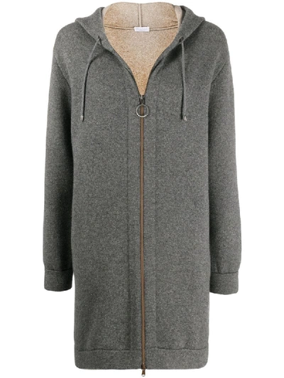 Shop Brunello Cucinelli Long Zip-up Hoodie In Grey
