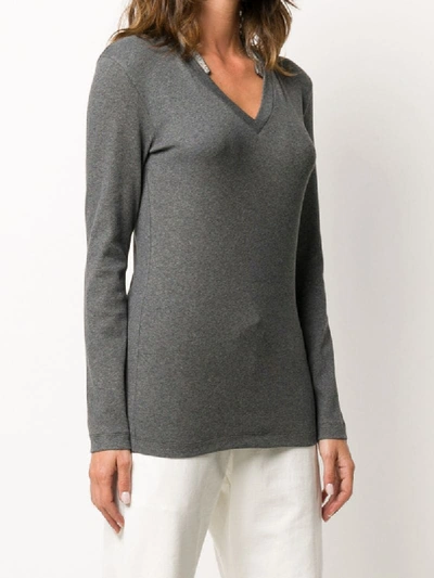 Shop Brunello Cucinelli Monili-embellished Jumper In Grey