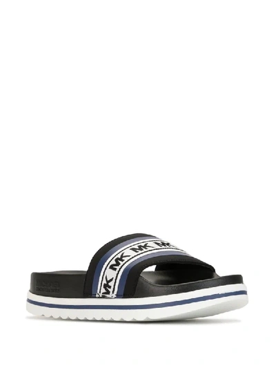 Michael Kors Tyra Logo Scuba Slide Sandal In Black | ModeSens