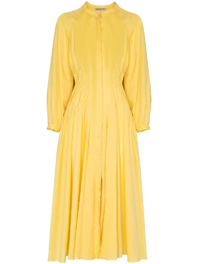 Shop Three Graces Valerie Pleated Dress In Yellow