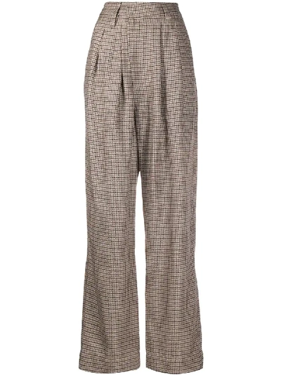 Shop Brunello Cucinelli Houndstooth Wide-leg Trousers In Brown