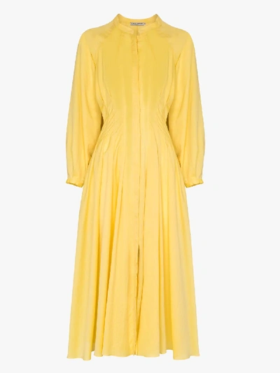 Shop Three Graces Valerie Button-up Cotton Dress In Yellow