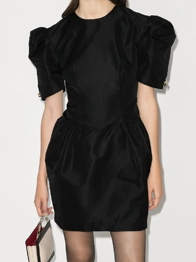 Shop Brøgger Charlie Pouf Sleeve Mini Dress In Black
