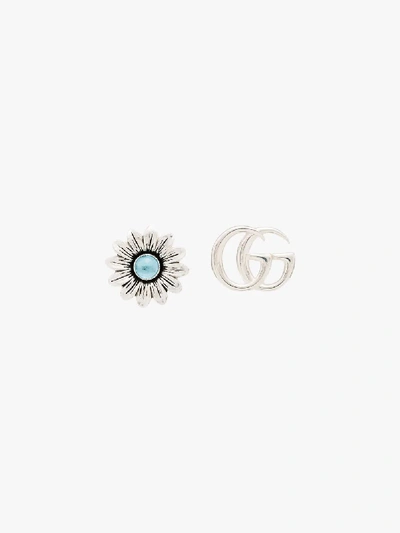 Shop Gucci Sterling Silver Gg Topaz Flower Earrings