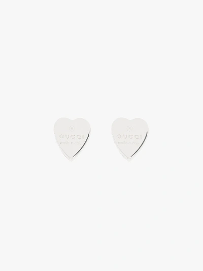 Shop Gucci Sterling Silver Heart Stud Earrings