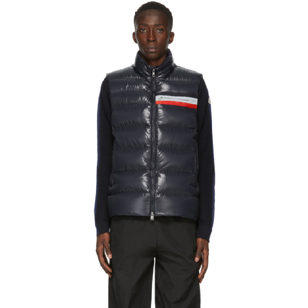 navy blue moncler vest
