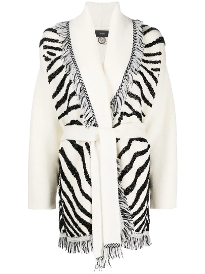 Shop Alanui Glam Zebra Embroidered Cardigan In White