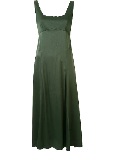 Shop Alexa Chung Scallop-detail Dress In Green
