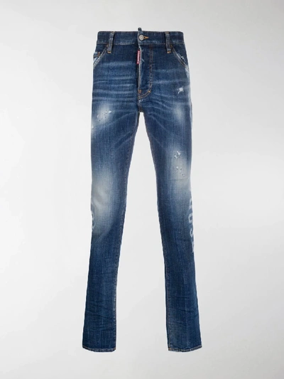 Shop Dsquared2 Stenciled-print Skinny Jeans In Blue