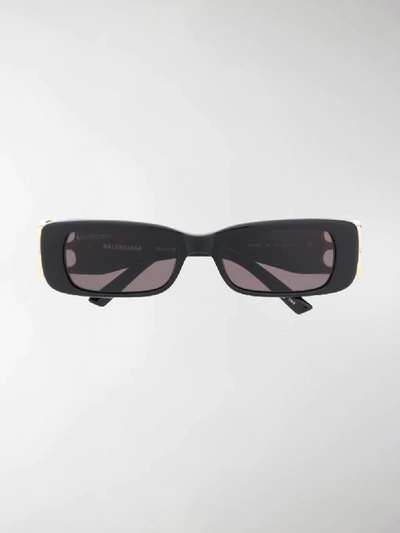 Shop Balenciaga Rectangular Frame Bb Sunglasses In Black