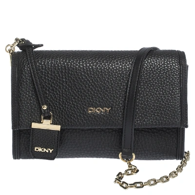 Pre-owned Dkny Black Leather Chain Shoulder Bag
