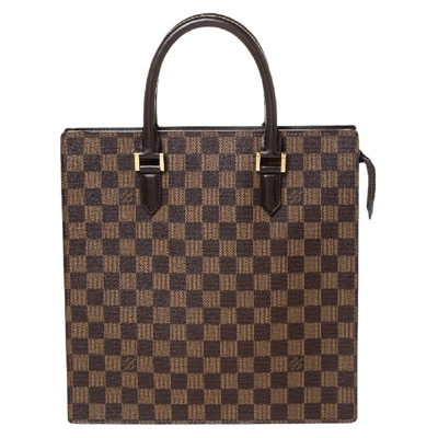 Pre-owned Louis Vuitton Damier Ebene Canvas Venice Sac Plat Bag In Brown