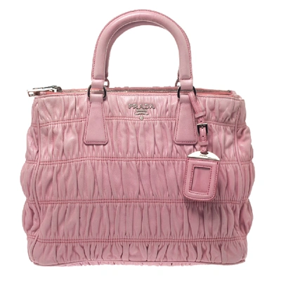 Pre-owned Prada Pink Gaufre Leather Double Zip Tote