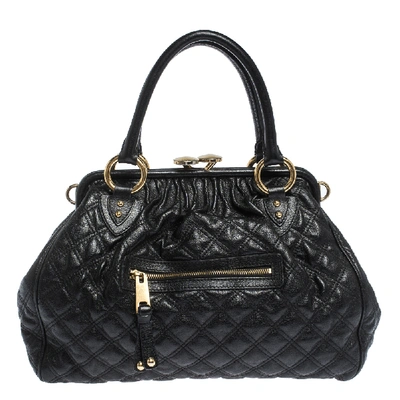 Pre-owned Marc Jacobs Black Quilted Leather Stam Satchel