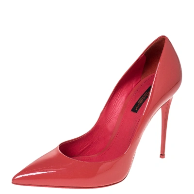 Pre-owned Dolce & Gabbana Coral Pink Patent Leather Pointed Toe Pumps Size 39