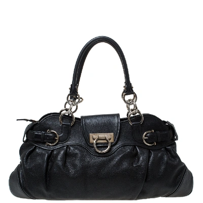 Pre-owned Ferragamo Black Leather Marissa Shoulder Bag