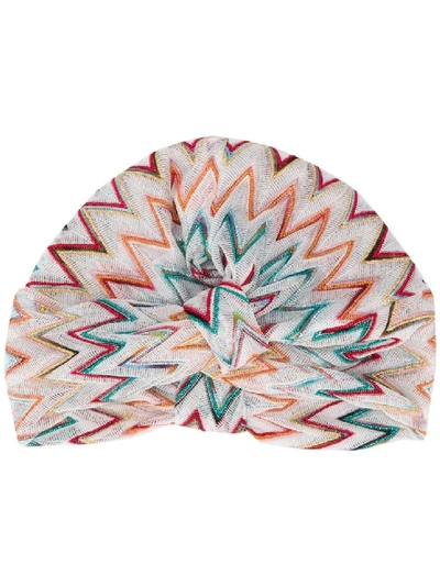 Shop Missoni Zig-zag Knit Turban In Multicolor