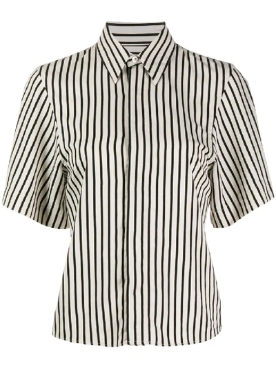 Shop Ami Alexandre Mattiussi Striped Short-sleeve Shirt In Neutrals