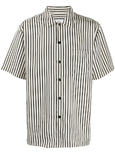 Shop Ami Alexandre Mattiussi Striped Camp Collar Short-sleeve Shirt In White