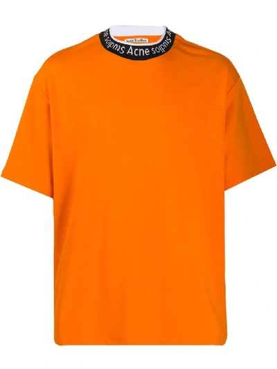Shop Acne Studios Extorr Logo Rib T-shirt In Orange
