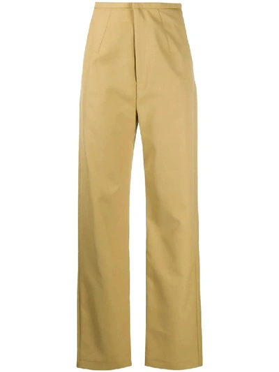 Shop Totême High-waisted Trousers With Straight Legs In Yellow