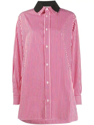 Shop Plan C Oversized Striped Shirt In Pink