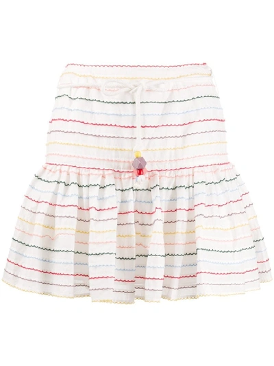 Shop Zimmermann Zinnia Scallop Stripe Skirt In White