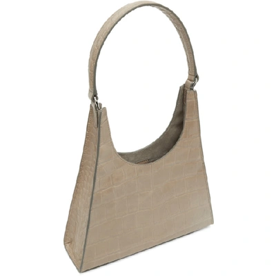 Shop Staud Grey Croc Rey Bag In French Grey