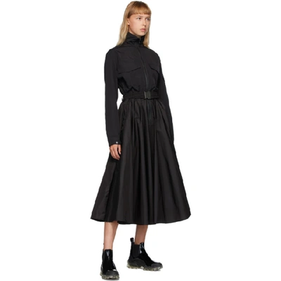 Shop Moncler Black Belted Dress In 999 Black