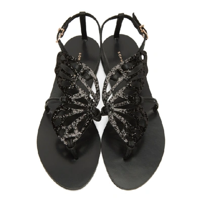 Shop Sophia Webster Black Butterfly Flat Sandals In Black Glitter