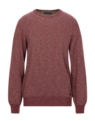 Shop Trussardi Jeans Man Sweater Brick Red Size L Virgin Wool, Acrylic, Viscose, Cotton, Linen