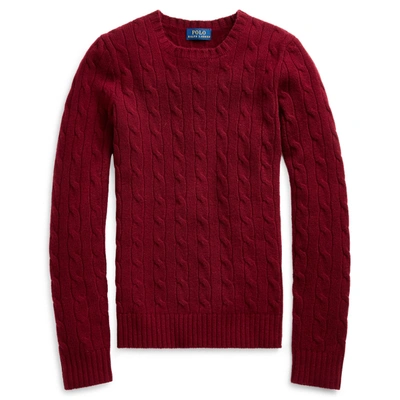 Shop Ralph Lauren Cable-knit Cashmere Sweater In Burgundy