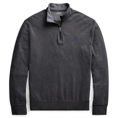 Shop Polo Ralph Lauren Jersey Half-zip Pullover In Grey Heather