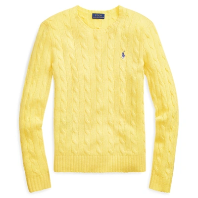 Shop Ralph Lauren Cable Wool Crewneck Sweater In Racing Yellow