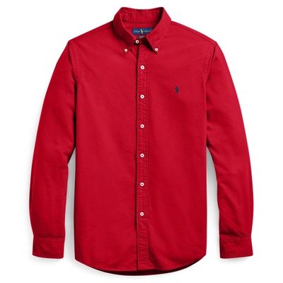Shop Polo Ralph Lauren Garment-dyed Oxford Shirt In Red
