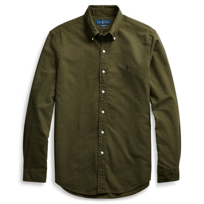 Shop Polo Ralph Lauren Garment-dyed Oxford Shirt In Compny Olv
