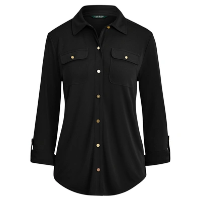 Shop Lauren Ralph Lauren Roll-tab Sleeve Shirt In Polo Black