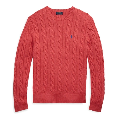 Shop Ralph Lauren Cable-knit Cotton Sweater In Rosette Heather