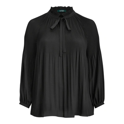 Shop Ralph Lauren Georgette Tie-neck Top In Polo Black