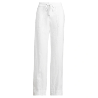 Shop Lauren Ralph Lauren Linen Wide-leg Pant In White