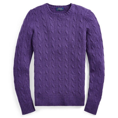 Shop Ralph Lauren Cable-knit Cashmere Sweater In Bright Violet Heather