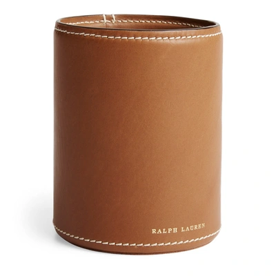Shop Ralph Lauren Brennan Leather Pencil Cup In Saddle