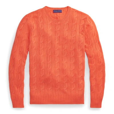 Shop Ralph Lauren Cable-knit Cashmere Sweater In Melon