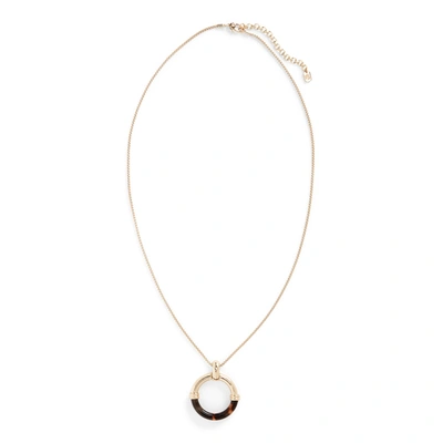 Shop Lauren Ralph Lauren Tortoiseshell Pendant Necklace In Gold/tort