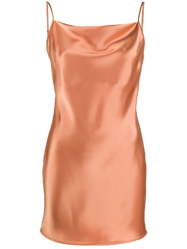 orange satin slip dress