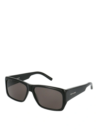 Shop Saint Laurent Sl366 Lenny Rectangular Sunglasses In Black