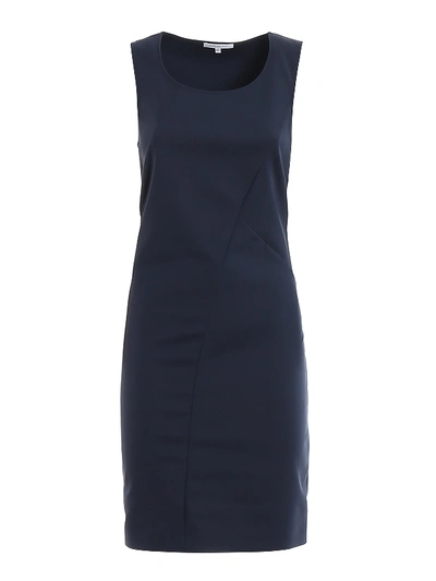 Shop Patrizia Pepe Cotton Blend Sleeveless Dress In Dark Blue