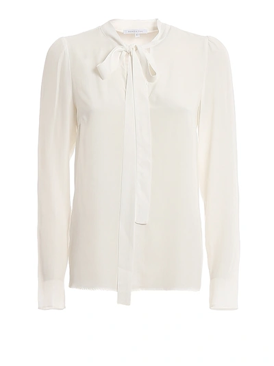 Shop Patrizia Pepe Silk Blend Pussy Bow Blouse In White