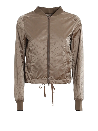 Shop Herno H Monogram Printed Bomber Jacket In Light Brown