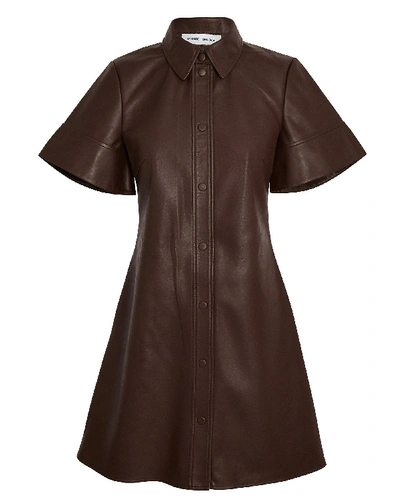Shop Samsã¸e Samsã¸e Samsøe Samsøe Shereen Vegan Leather Mini Dress In Brown